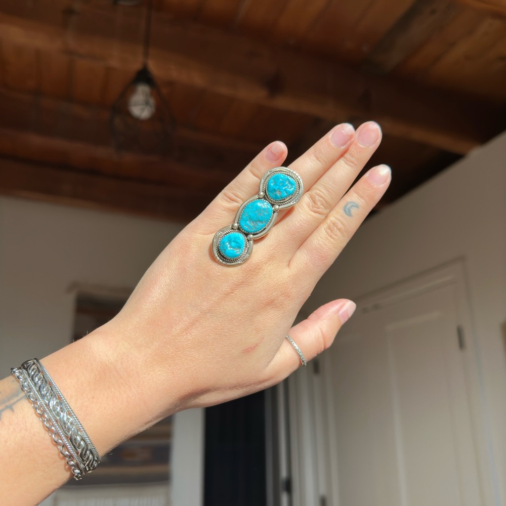 Large Statement Kingman Turquoise Ring - image 5